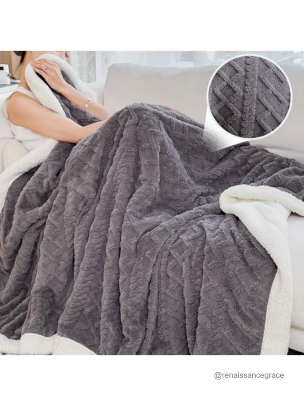 Full Size Reversible Sherpa Fleece Throw Blanket 80x90 Cozy Bedding - Picture 2 of 6